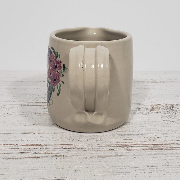 Casey Pottery Marshall TX Stoneware Creamer Handpainted Floral Heart Wreath - Picture 3 of 5